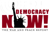 Democracy Now logo and link